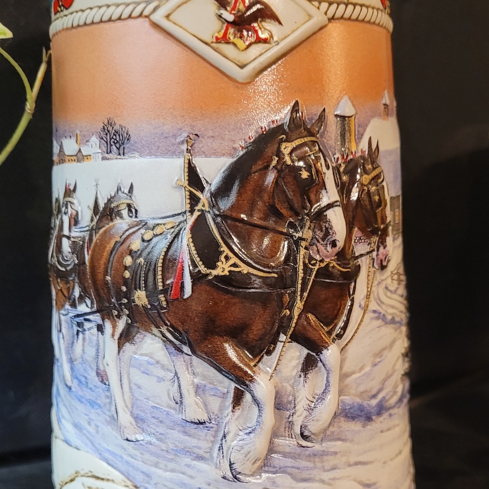 Budweiser Clydesdale Stein with Brown and White Accents